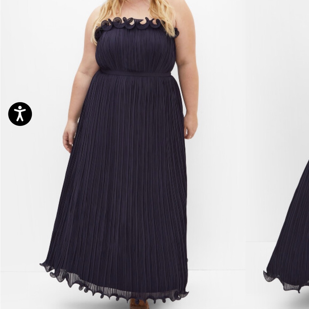 City Chic Scalloped Strapless Navy Blue  Occasion Dress Gown